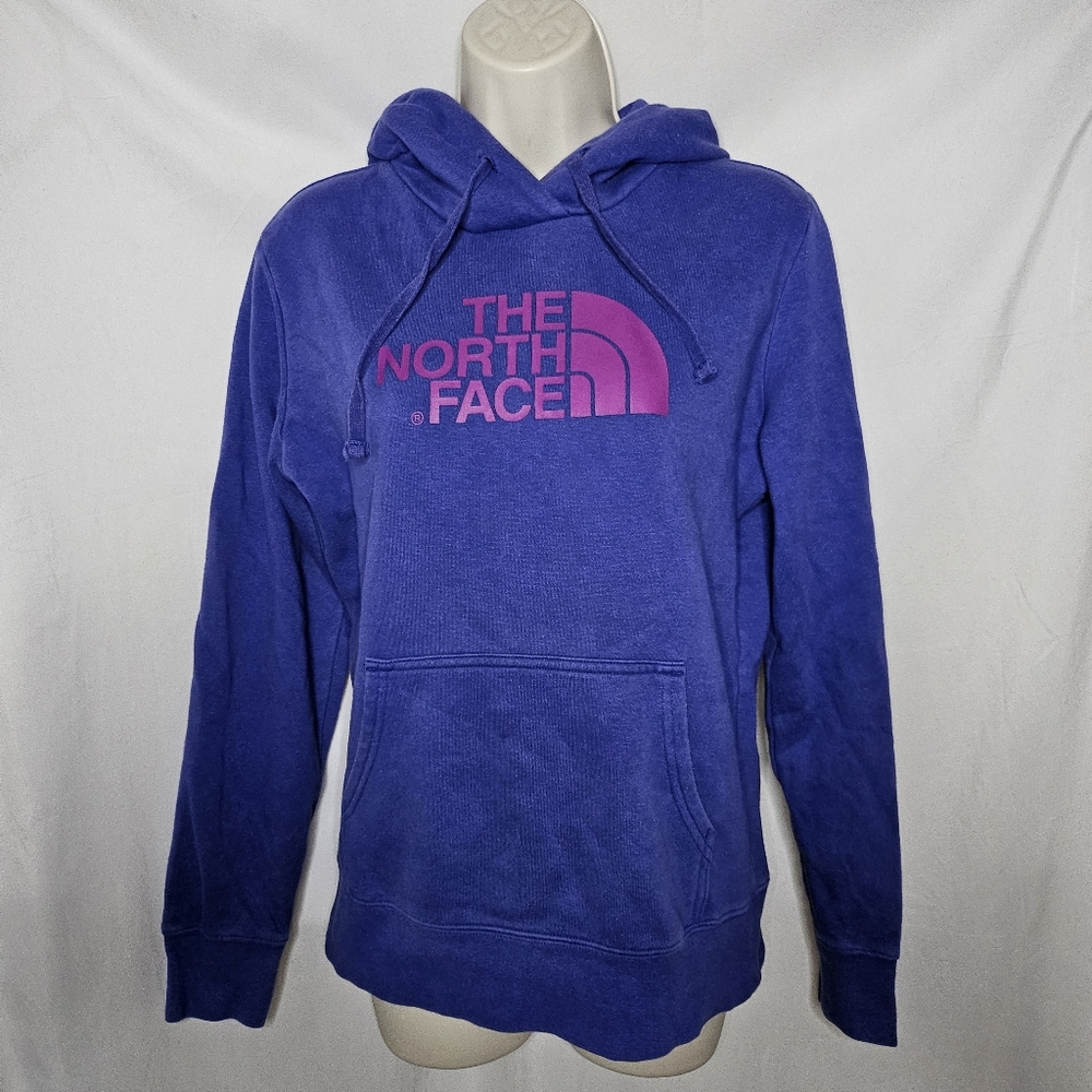 Womens The North Face Logo Pullover Hoodie Jacket Purple Long Sleeve Small S